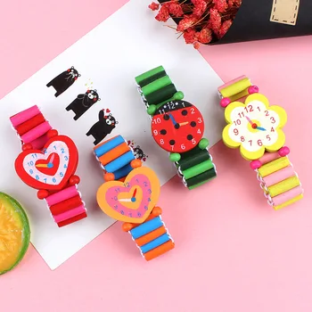 Новые мультяшные поделки Часы-браслеты Деревянные наручные часы для детей Игрушки на День рождения Обучающее Обучение Возвращение в школу Сувениры для вечеринок