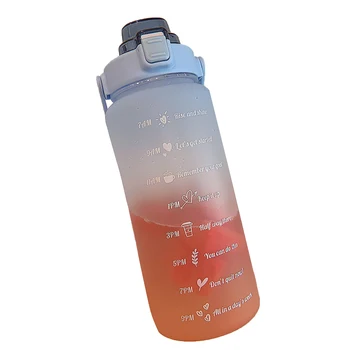 Спортивная бутылка для воды градиентного цвета, полупрозрачный чайник для фитнеса большой емкости с отметкой времени