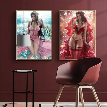 Художественный плакат с персонажем аниме, сексуальное женское украшение стен, картина на холсте для современного дома, гостиная, спальня, бар, декор, настенная роспись с принтом