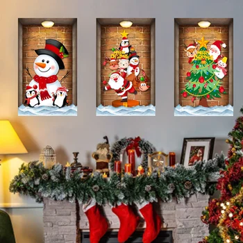 Зимняя Рождественская атмосфера, Наклейки на стены для декора детской комнаты, Креативные наклейки на стену с изображением милого снеговика