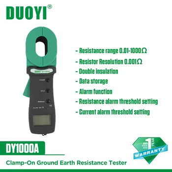 DY1000A Цифровой тестер сопротивления заземления, измеритель сопротивления заземления 0,01-1000 Ом, 99 Наборов тока утечки 0,001 Ом