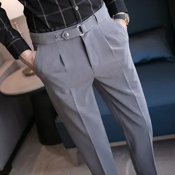 2023 Роскошные Прямые Деловые Повседневные мужские брюки, дизайнерские Весенне-летние Элегантные мужские Официальные брюки для отдыха Длиной до щиколоток A203