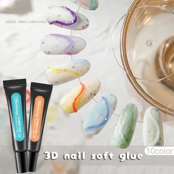 Клей для фототерапии для украшения ногтей в корейском стиле, эластичный 5D твердый гель Candy Macaron, полупрозрачные 10 цветных гелевых принадлежностей для дизайна ногтей своими руками