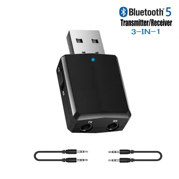 USB 3 в 1, Bluetooth 5.0, Беспроводной аудиопередатчик, приемник, адаптер для телевизора, ПК, наушников, динамика домашней стереосистемы.