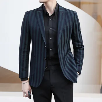 2023 весенний новый мужской костюм высококлассного бренда, модный повседневный деловой костюм в полоску, куртка мужская S-5XL, полный размер