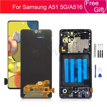 AMOLED для Samsung Galaxy A516 дисплей ЖК-дисплей сенсорный экран дигитайзер в сборе для Samsung A51 5G ЖК-дисплей с заменой рамки 6,5 