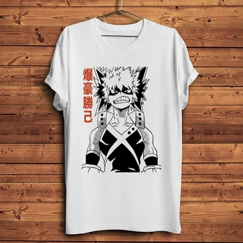Bakugo Katsuki MHA Academia забавная аниме-футболка homme с коротким рукавом и круглым вырезом, мужская унисекс, уличная одежда, манга, футболка