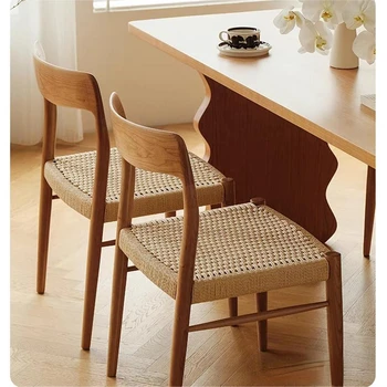 Винтажные плетеные стулья из массива дерева со спинкой для дома Антикварная ресторанная Мебель Кресло для отдыха Веревочный стул Обеденный стул