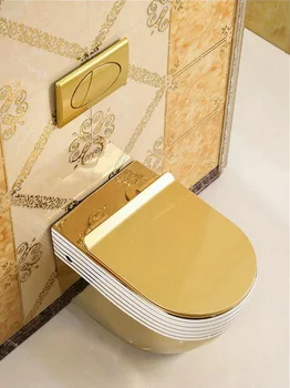 Золотой Художественный Настенный Унитаз Closestool WC Pan P-Trap для мытья Унитаза с самотеком Настенный Унитаз