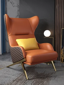 Скандинавское кожаное кресло для отдыха tiger, индивидуальное легкое кресло lazyman особой формы для гостиной, односпальный диван-кресло с высокой спинкой