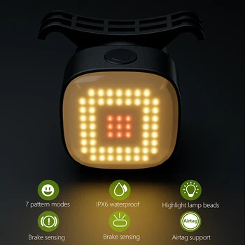 Датчик интеллектуального автоматического торможения велосипеда, USB-зарядка, задний фонарь позиционирования Airtag, ночная сигнальная лампа для шоссейного велосипеда MTB