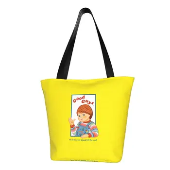 Сумки для покупок Good Guys Chucky Grocery Tote, женская милая детская игровая кукла, холщовая сумка для покупок через плечо, сумка большой емкости