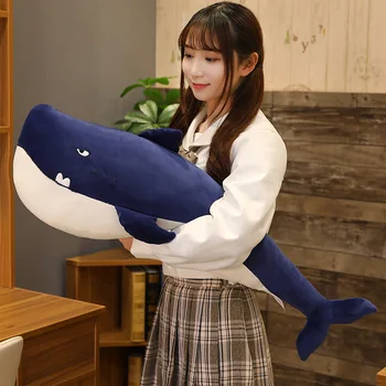 Новая большая соленая рыба, плюшевые игрушки, креативная плюшевая кукла в реальной жизни, Синяя Китовая акула, мягкая мультяшная подушка, подарок для девочек