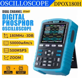 Портативный цифровой осциллограф с флуоресцентным экраном FNIRSI DPOX180H 180 МГц 50 000 уфмс/С 2-В-1 Генератор сигналов с ЗУМОМ 20 МГц