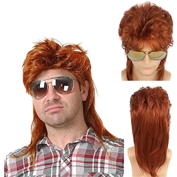 Парики из кефали для мужчин Короткие светлые парики 70-80-х годов из натуральных кудрявых синтетических причудливых костюмов для вечеринок для парней мужского пола