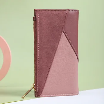 Кошелек-клатч с контрастным цветовым дизайном, большой емкости, держатель для карт, женский кошелек, модный женский кошелек в стиле сплайсинга