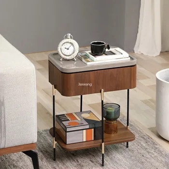 Дизайнерский чайный столик Мебель для дома Диван Боковой шкаф Современный поворотный журнальный столик Роскошные столики с беспроводной зарядкой Bluetooth колонки