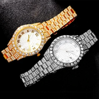 Хип-Хоп Роскошные Кварцевые Мужские Часы Iced Out Watch Men Fashion AAA Cz Full Bling Diamond Watch For Men Водонепроницаемые Мужские Часы New